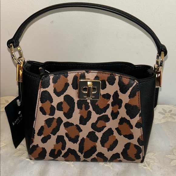 Kate Spade Leopard Print Shoulder Bag with Black Trim - Picture 12 of 12